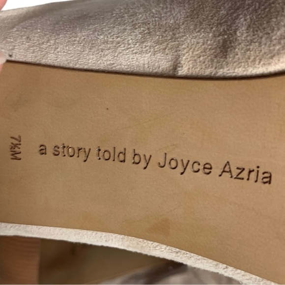 Avec Les  Filles Mallory Nude Peep Toe Ruffle Heel Mules Size 7.5 Shoes - Picture 13 of 15